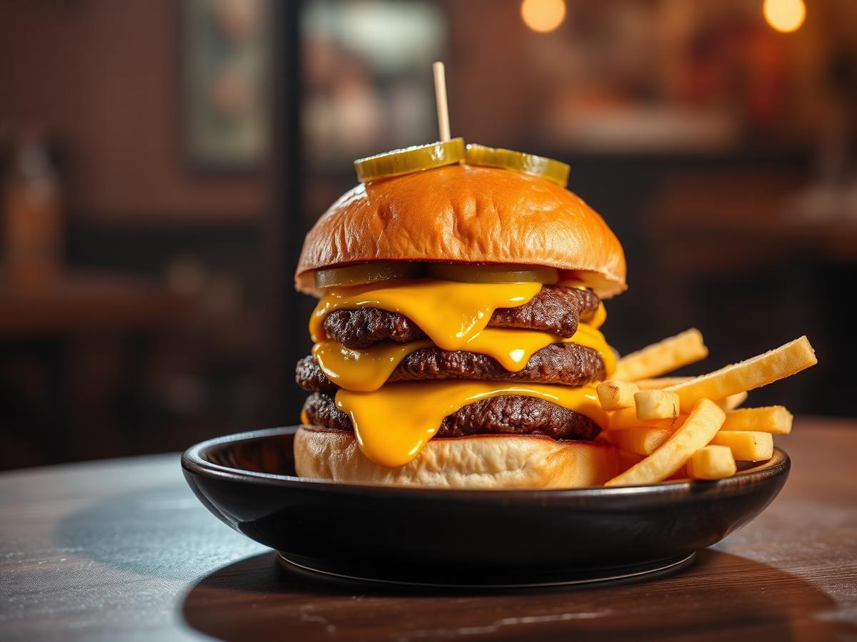 Mattilbud fra Dobbel cheeseburger med fries
